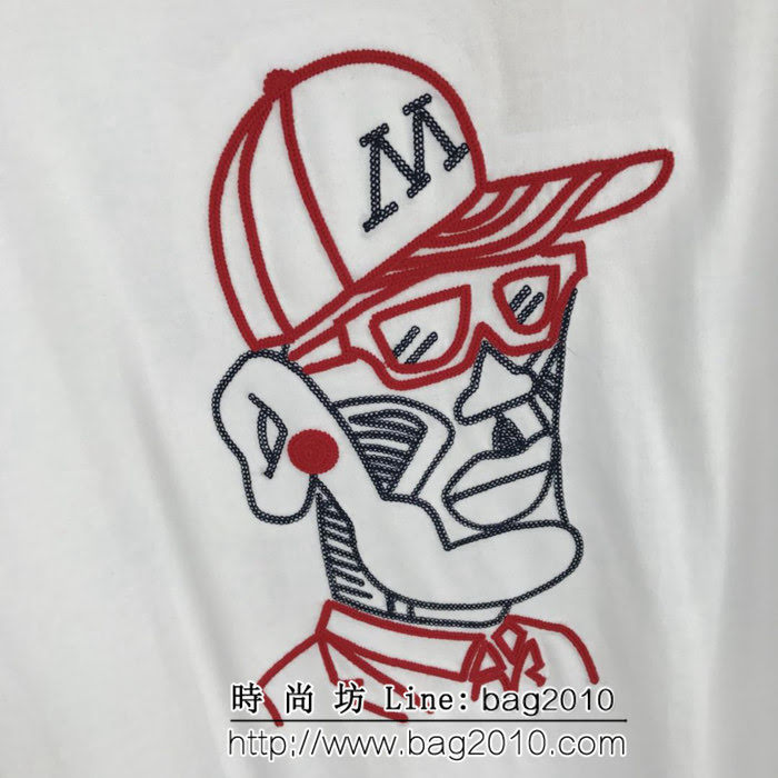 MONCLER蒙口 19春夏新款 頭像系列限量版 刺繡頭像小章仔 白色雙股純棉 男款短袖 ydi2151